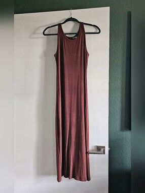 Quince Tencel Ribknit Sleeveless Dress M Cocoa Brown